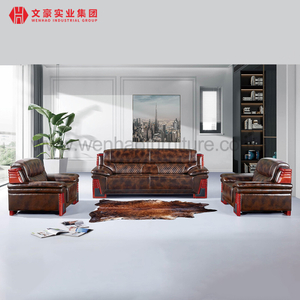 Wenhao Jiangmen Conjunto de sofás de cuero de lujo para espacio de oficina Sofás de alta gama para sala de jefes