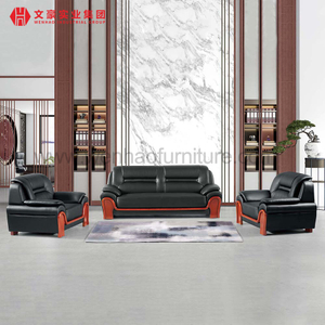 El sofá de cuero grande modificado para requisitos particulares de la oficina fija los sofás del sitio de Boss con la fábrica de muebles de madera de los apoyabrazos