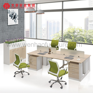 Wenhao Furniture Escritorio para espacio de trabajo con cajones, mesa de ordenador de oficina para 4 personas, para trabajo