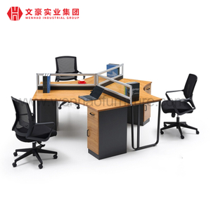Mesa de trabajo de escritorio de estación de trabajo de computadora de oficina para 3 personas de fábrica Wenhao