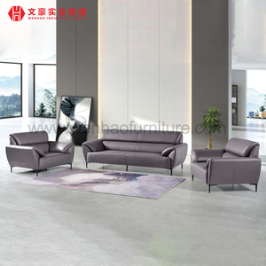 Conjunto de sofás de cuero de alta gama, muebles grandes para asientos de oficina de cuero de lujo